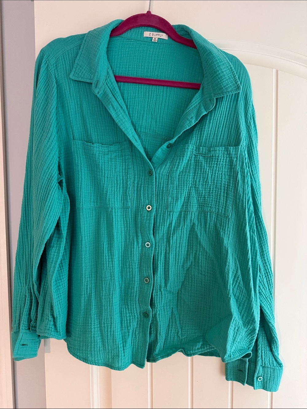 Z Supply Teal Green Gauze Button-Down Shirt